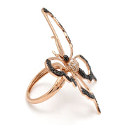 0.80 Carat Round Cut Butterfly Black And White Diamond Ring Black Diamond Engagement Ring