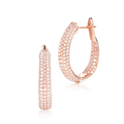 1.76 Ct Round Cut Pave Set Lab Diamond Hoop Earrings