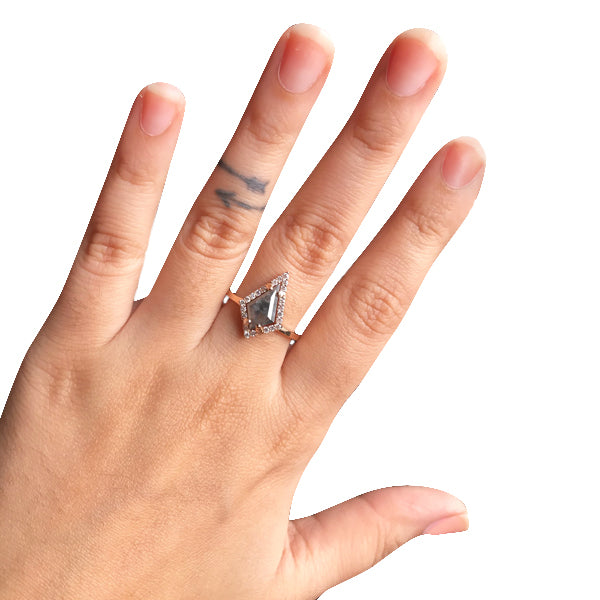 New Custom Salt And Pepper Diamond Ring