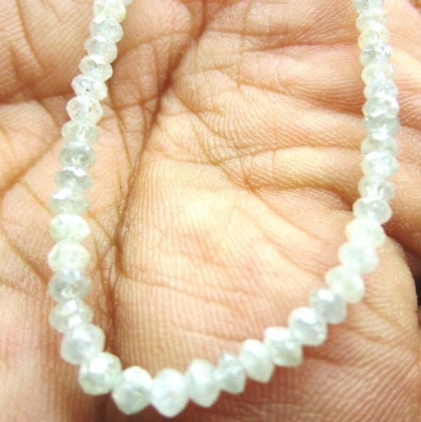 24 Inch Faceted White Diamond Beads Necklace
