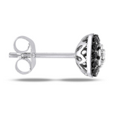 Black & White Diamond Halo Stud Earrings Fine Jewelry Gift for Women