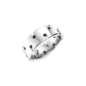 0.56 Carat Round Shape Bezel Setting Black Diamond Ring In White Gold For Men's