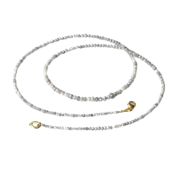 28 Inch Faceted White Diamond Beads Necklace