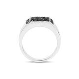 0.35 Round Cut Pave Setting Black Diamond Ring Men's