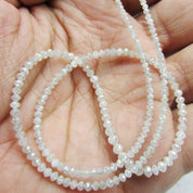 30 Inch Faceted White Diamond Beads Necklace