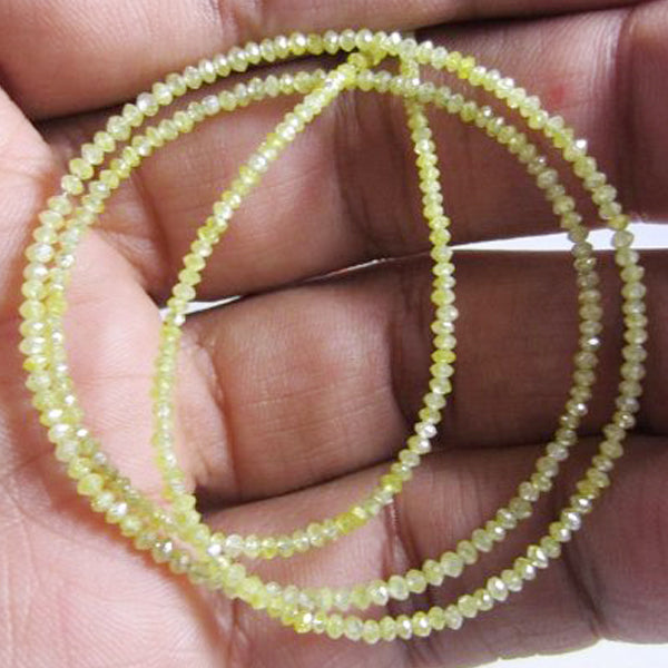 24 Inch Faceted Yellow Diamond Beads Necklace
