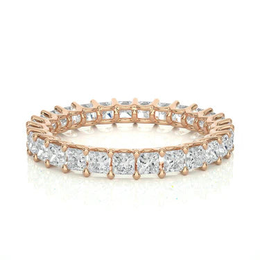 1.95 Ct Princess Cut Prong Setting Diamond Eternity Band In White Gold 18K Rose Gold Natural Diamond Eternity Wedding Rings