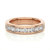 1 Ct Round And Baguette Cut Bezel Set Diamond Wedding Band