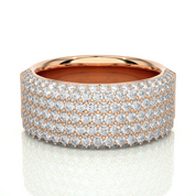 2 Ct Round Cut 7 Row Pave Setting Diamond Band In Yellow Gold Rose