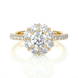 Round Lab Made Diamond Floral Halo Engagement Ring