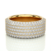 2.19 Ct Round Cut 7 Row Pave Setting Diamond Wedding Band 18K Yellow Gold Natural Diamond Diamond Wedding Bands