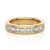 1 Ct Round And Baguette Cut Bezel Set Diamond Wedding Band